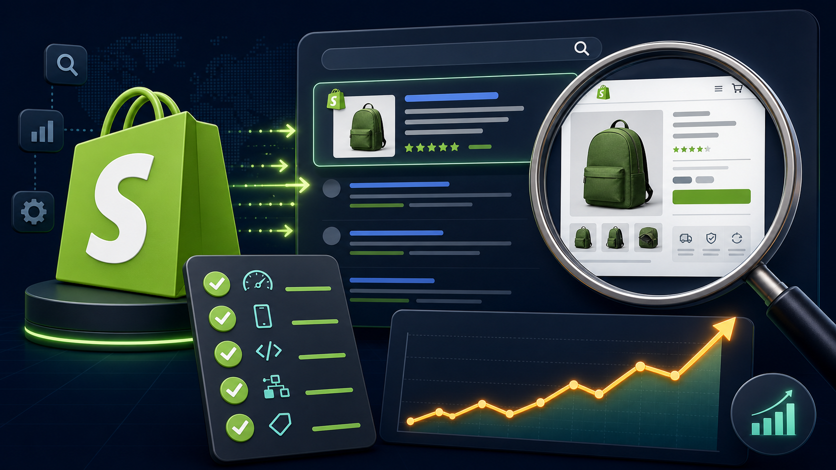 Shopify SEO checklist and analytics dashboard