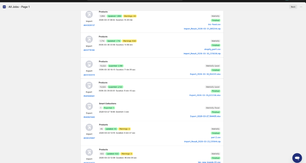 Shopify Matrixify